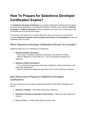 How To Prepare for Salesforce Developer Certification Exams